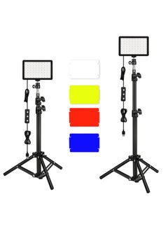 اشتري 2 Packs Dimmable 5600K USB LED Video Light with Adjustable Tripod Stand/Color Filters for Tabletop/Low Angle Shooting, Colorful LED Lighting, Product Portrait Video Photography في السعودية