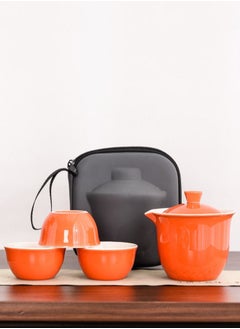 اشتري A Pot And Three Cups Travel Tea Set-Orange في السعودية