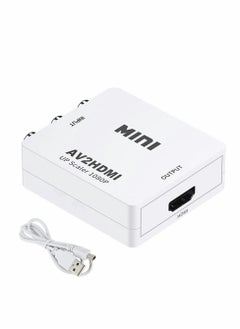 Buy RCA to HDMI, AV to HDMI CVBS to HDMI Converter, CVBS RAC Audio and Video Adapter Supporting PAL/NTSC for TV/PC/ PS3/ STB/Xbox VHS/VCR/Blue-Ray DVD Players (White) in UAE