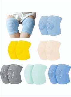 Buy 6 Pairs Baby Knee Pads for Crawling Anti Slip Cotton Toddler Kids Knee Protector for Walking Two Styles Differet Colors - S, Yellow; Khaki; Green, Gray, Light Blue, Dark Blue, One Size in Saudi Arabia