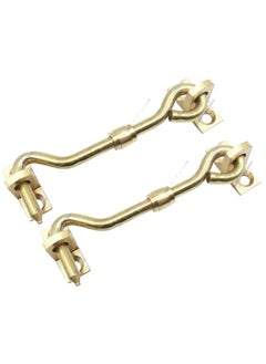 Buy Pack Of 2 Brass Gate Hook 3 Inch Heavy Duty Gate Hook With Mounting Screws Metal Door Hook Latch For Shed Garage Door Window Brace Cabinet in UAE