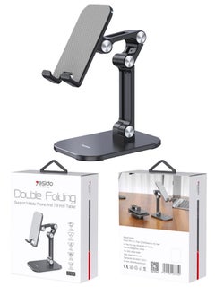 Buy YESIDO C104 Double Folding Desktop Smartphone Tablet Stand Holder with Adjustable Angle Height Black in Saudi Arabia