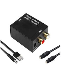 Buy Digital to Analog Audio Converter SPDIF Optical to Stereo Audio L/R and 3.5mm Jack Box with Toslink Cable for DVD Home Cinema Systems TV Black in UAE