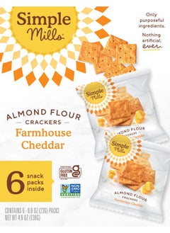 Buy Almond Flour Crackers Farmhouse Cheddar 6 Packs 0.8 oz (23 g) Each in UAE