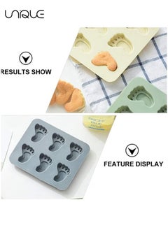 اشتري 4Pcs Silicone Mold 3D Baby Foot Print Baby Shower Cake Topper Feet Cupcake DIY Decoration Birthday Party Tool for Sugar Craft Chocolate and Crafting في الامارات