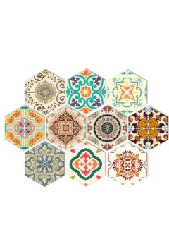 اشتري Vinyl Floor Wall Tiles Sticker for Home Decor Hexagon Living Room Kitchen Bathroom Decorative Floors and Kitchens Decals Peel Stick Self- Adhesive 7.87" X 9.05" X 10 Pcs Set في الامارات