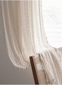 اشتري 2-Piece Tassel Hollowed Single  Curtain Rod  Curtain Beige  220x150 CM في الامارات