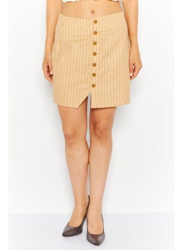 اشتري Women Stripe Mini Skirt, Beige في الامارات