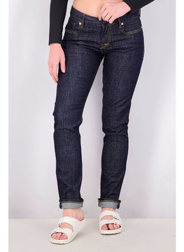 Buy Women Regular Fit Plain Non,Stretchable Denim Jeans,Black and Blue in Saudi Arabia