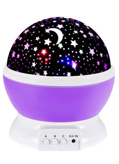 اشتري Baby Night Lights Moon Star Projector 360 Degree Rotation 4 LED Bulbs 8 Color Changing Light Romantic Night Lighting Lamp Unique Gifts for Birthday Nursery Women Children Kids Baby Purple في الامارات