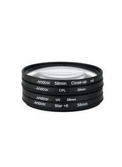 اشتري Andoer 58mm UV+CPL+Close-Up+4 +Star 8-Point Filter Circular Filter Kit Circular Polarizer Filter Macro Close-Up Star 8-Point Filter with Bag for Nikon Canon Pentax Sony DSLR Camera في الامارات