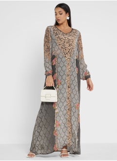 Buy Embellished V- Neck Jalabiya in UAE