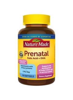 Buy Prenatal With Folic Acid + Dha Prenatal Vitamin And Mineral Supplement For Daily Nutritional Support 110 Softgels 110 Day Supply in UAE