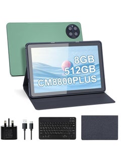 Buy tablet CM8800 with a 10-inch screen supports a SIM card and a 5G band Wi-Fi network with 8 GB RAM and 512 GB storage space and a large 10,000 mAh battery and works with accessories inside the box with the Android system (Green) in UAE