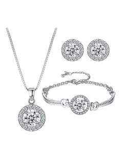 اشتري Jewellery Sets for Women Cubic Zirconia Necklace Earring Sets Bling Rhinestone Bridesmaid Jewelry Set في الامارات