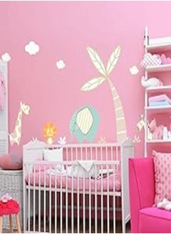 اشتري Decorative kids room sticker - scandinavian animals and the magic palm tree (100x150cm) في مصر