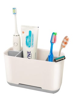 Buy Toothbrush Holder, SYOSI Bathroom Countertop Tooth Drain Storage Rack with Drainage Hole, Storage for Electric Toothbrush, Toothpaste, Makeup Brush, Razor, Comb Toiletries Organize Racks (Grey) in Saudi Arabia