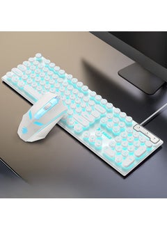 اشتري Vintage Punk Keyboard  Mouse for Gaming and Office White blue single Keyboard + Mouse في السعودية