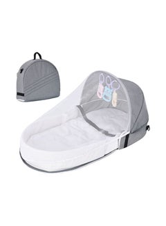 Buy Baby Nest For Newborn With Mosquito Net Baby Portable Sleeping Bed Breathable100% Cotton Hypoallergenic With Pillowportable Royal Grey in UAE