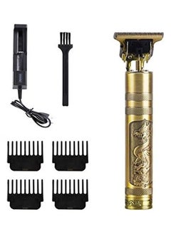 Buy Professional Rechargeable Electric Hair Trimmer Set For Men Golden/Black in UAE