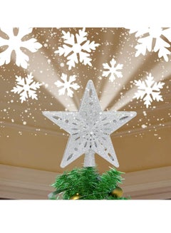 Buy LED Projection Lamp 3D Rotating Snowflake Projection Lamp Five-Pointed Star Tree Decorative Pendant Projection Lamp (Silver Star) in UAE