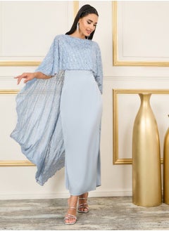 اشتري Satin Embellished Cape Layer Maxi Dress في السعودية