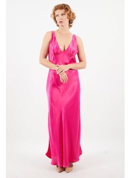 Buy Women Plain Maxi Dress, Magenta in UAE