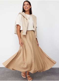 Buy Dark Beige Pleated Knitted Skirt TCTSS24EE00005 in Egypt