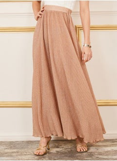 اشتري Shimmer Pleated Knitted A-Line Maxi Skirt في السعودية