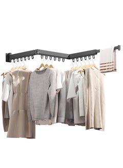 Buy Wall Mounted Clothes Drying Rack, Collapsible Drying Rack Indoor Space Saver, for Balcony, Laundry, Bathroom, Grey in UAE