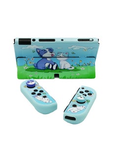 Buy Cartoon Protective Case for Nintendo Switch OLED Dockable Anti-Scratch Hard Shell PC Joy-Con Cover with 2 Pcs Lovely Joystick Cover Accessories,Shock-Absorption Slim Cover Skin for Switch OLED Model in UAE