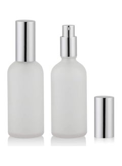 Buy Spray Bottles 100ml, Frosted Glass Spray Bottles, 2Pcs Leak Proof Travel Empty Spray Bottles with Caps, Refillable Bottle for Perfume, Essential Oils, Makeup Toner Lotion Hair Sprayer (Silver) in UAE
