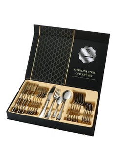 اشتري 24-Piece Stainless Steel Quality Flatware With Knives, Forks, And Spoons, Mirror Polished Flatware Cutlery Set Silver في الامارات