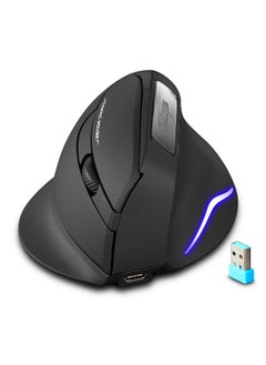 اشتري F-26 2.4G Wireless Optical Vertical Mouse 6 Keys Ergonomic Mouse 3-gear Adjustable DPI Built-in 600mAh Lithium Battery Black في السعودية