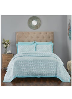 اشتري 4-Piece Duvet Cover Set Without Filler Cotton Single Size Teal في السعودية