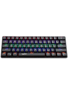 Buy V900 Wired 61-key Compact Mechanical Keyboard RGB Backlit Keyboard N-key Rollover Blue Switch Double Shot Keycaps, Black in Saudi Arabia