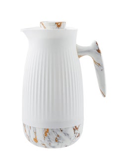 Buy Plastic Coffee/Tea Flask With Soft Touch Handle & Lid 1 Liter White/Brown/Grey in Saudi Arabia