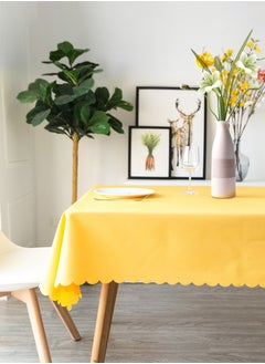 Buy Rectangle Table Cloth – Washable Water Resistance Microfiber Tablecloth Decorative Table Cover for Banquet Party Kitchen Dining Room Yellow 140*180cm in UAE