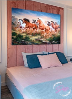 Buy Beautiful Running Horses Colorful Painting Decorative Wall Art Wall Decor Card Board MDF Home Decor  For Drawing Room, Living Room, Bedroom, Kitchen or Office 60CM x 40CM in Saudi Arabia