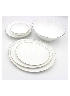 Buy Melrich Dinnerware 36 Pcs Set Gold line Opal Glassware Microwave safe Dishwasher safe Heat Resistance 2 Oval Plate 8 Dinner plate 8 Soup plate 8 Dessert plate 2 Large Bowl 8 Medium Bowl in UAE