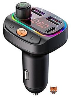 Buy Upgraded Car Bluetooth Device [BT v5.3] with Call Receiver, FM Transmitter, Dual USB + Type C Charger, 7 Colour LED Lights, 6 EQ Presets, USB MP3 Support, Voice Assistant in UAE