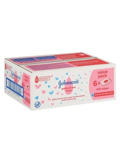 Buy Johnson's Baby Wipes Gentle All Over, Flip Top, With Silk Extract, 72 Count x 6 packs (432 wipes) in UAE