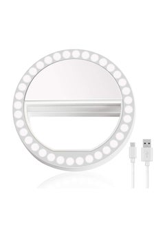 Buy Selfie Ring Light,Rechargeable Portable Clip-on Selfie Fill Light with iPhone/Android Smart Phone Photography,Camera Video,Girl Makes up (White) in UAE