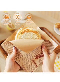 Buy 100Pcs Food Wrapping Paper,Deli Greaseproof Baking Basket Liner, Sandwich Papers,Old Newspaper Style Grease Paper for Cake/Cheese/Burger/Sandwich/Bread/Chips Paper,18x18cm in Saudi Arabia