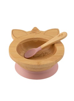 Buy Organic Bamboo Bowl 250ml Suction + Spoon Unicorn Blush Pink in UAE