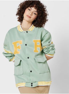 Buy Varsity Print Detail Jacket in Saudi Arabia