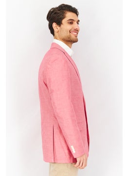 Buy Men Modern Fit Heather Long Sleeve Suit Jacket, Red in UAE