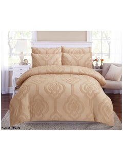 Buy Comforter set Bedding Set Luxury Cotton with fixed duvet and Pillow Cover Bed Linen Sheet bed sheet yellow in UAE
