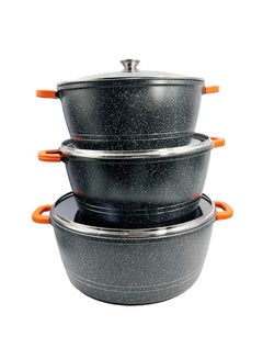 Buy Granite Cooking Pots Set 6Pieces Black in Saudi Arabia