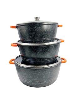 Buy Granite Cooking Pots Set 6Pieces Black in Saudi Arabia